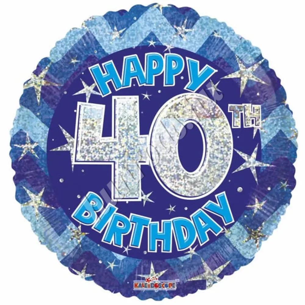 Fólia lufi hologramos Happy Birthday 40. évszám kék 45 cm 113045