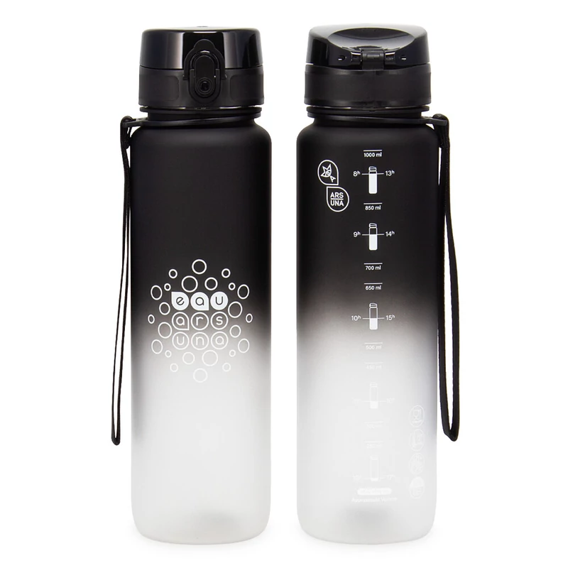 Ars Una BPA-mentes motivációs kulacs matt fekete-fehér színátmenetes 1000 ml Black&White