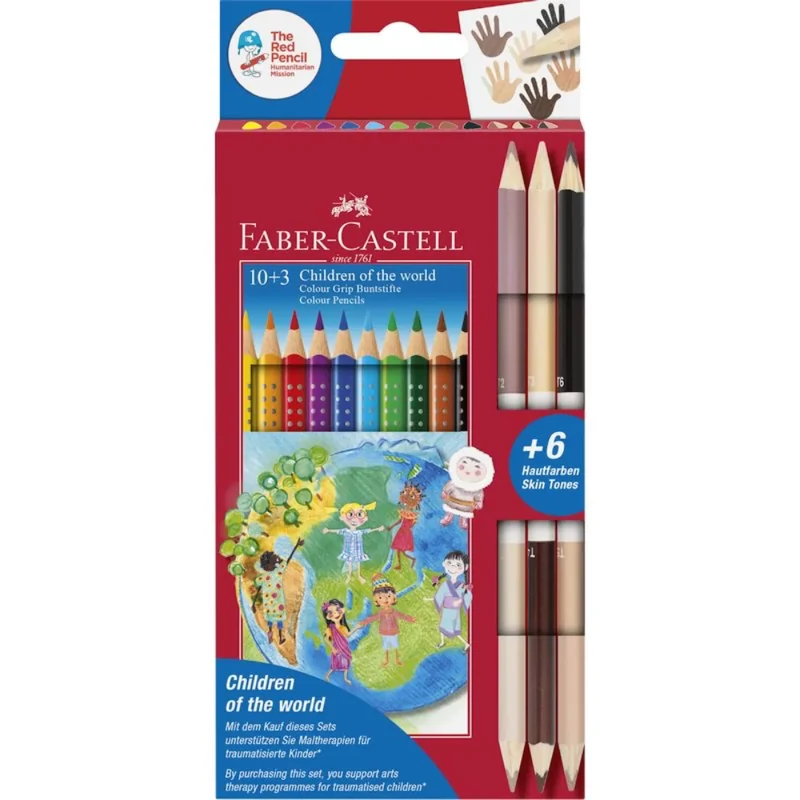 Színes ceruza akvarell készlet Faber-Castell Grip 2001 10 db + 3 bőrszín