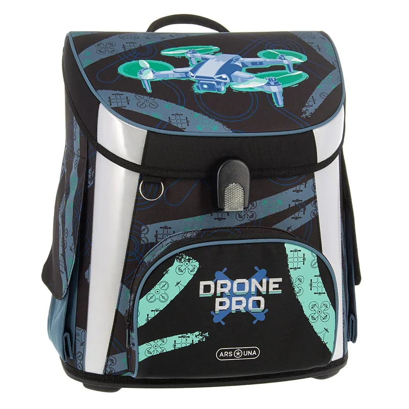 Mágneszáras iskolatáska drón mintával Ars Una Drone Pro