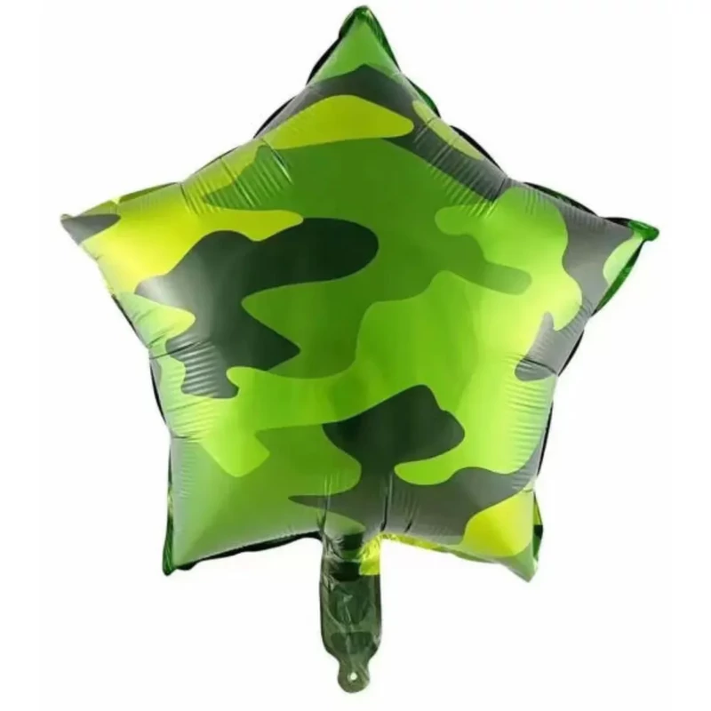 Fólia lufi csillag zöld terep mintás 45 cm 646187