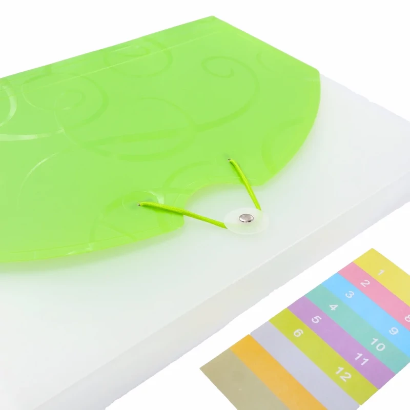 Harmónika táska A4 neon zöld színű ICU-1740 7406