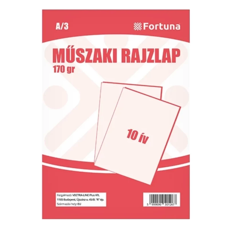 Műszaki rajzlap A/3 170g famentes 10 ív/csomag Fortuna
