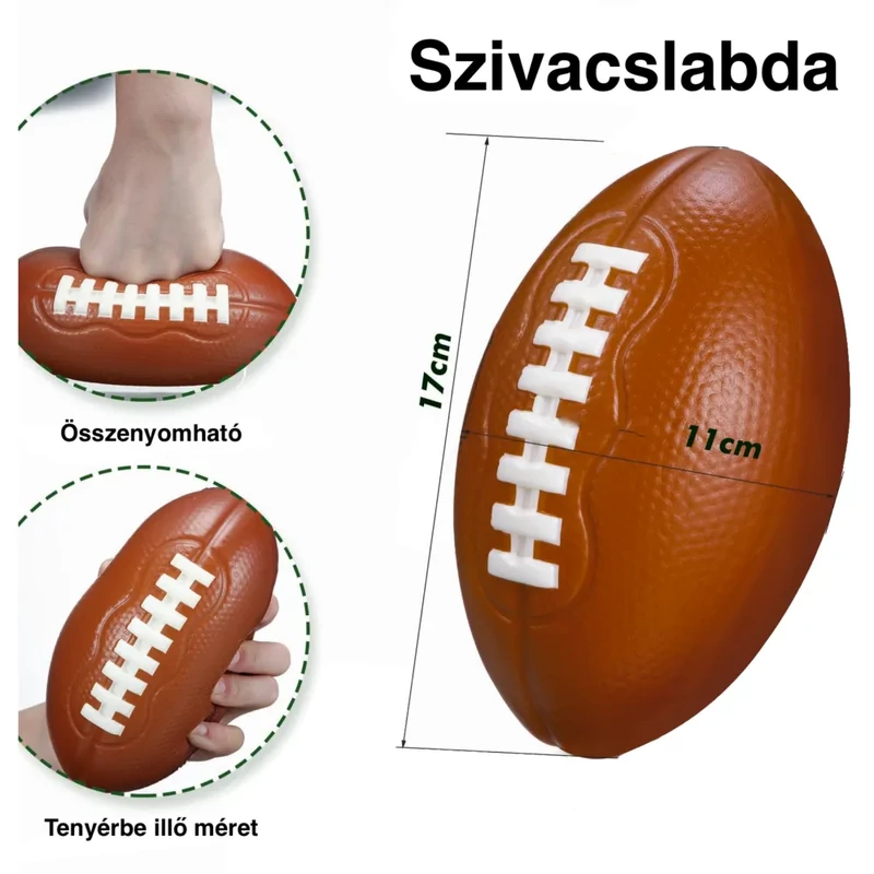 Rögbi labda szivacsból 17 cm