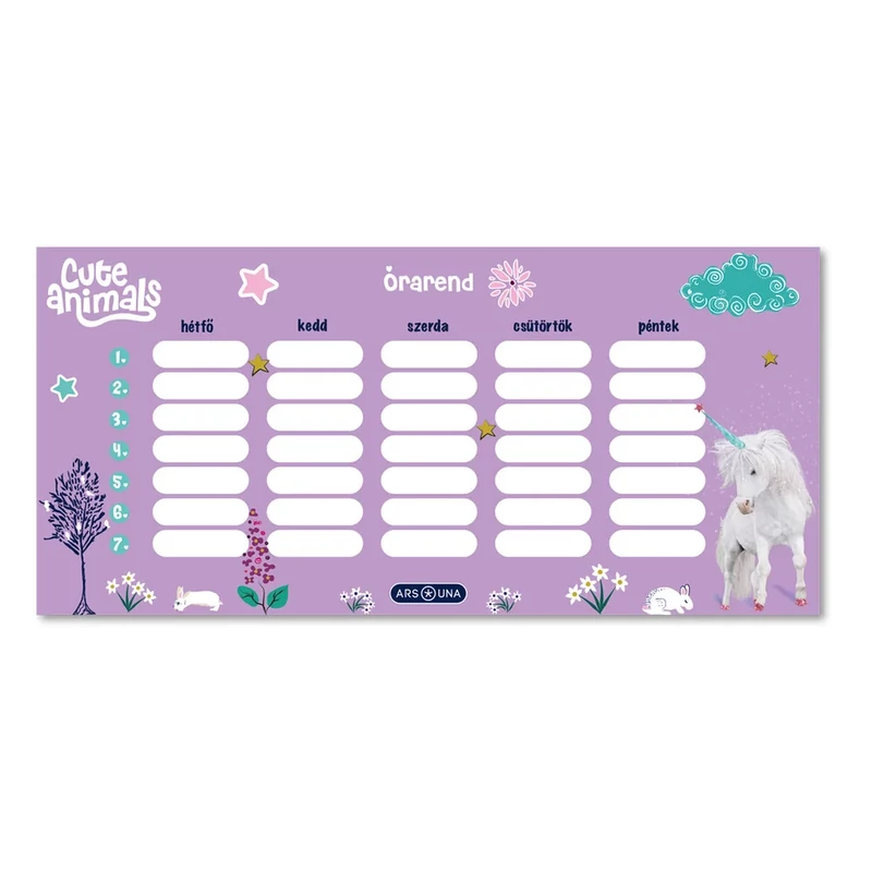 Órarend Ars Una Cute Animals-unicorn