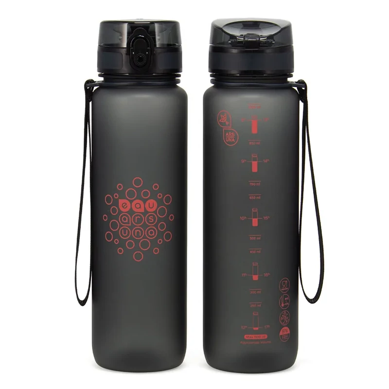 Ars Una BPA-mentes motivációs kulacs matt sötétszürke színátmenetes 1000 ml Dark Grey