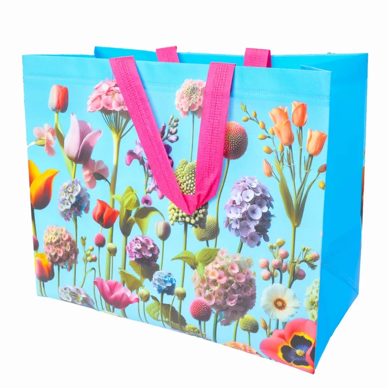 Mélyhűtő szatyor kék virágmintás 31x37 cm FLOWERS