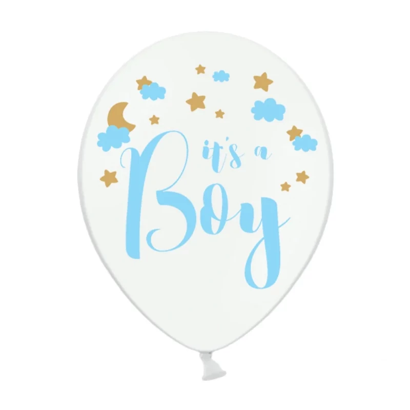 Babaváró latex léggömb, It's a boy, 5db/csomag
