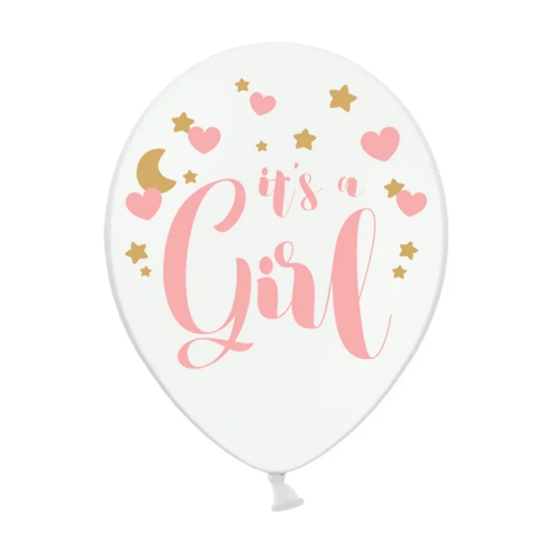 Babaváró latex léggömb, It's a girl, 5db/csomag