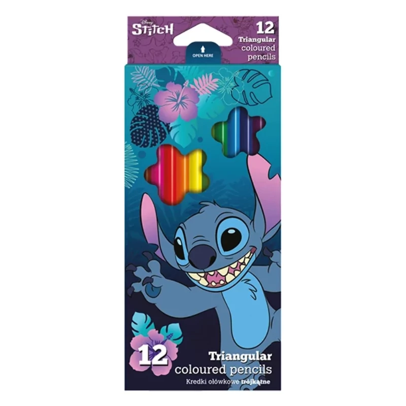 Színes ceruza Coolpack Lilo és Stitch háromszögletű 12 darabos kék dobozos