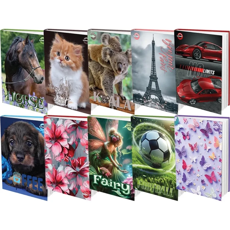 Napló T-Creativ A/5 sima 48 lapos keménytáblás 10 vegyes minta 