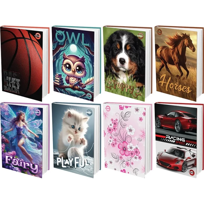 Napló T-Creativ A/5 vonalas 48 lapos keménytáblás 8 vegyes minta 