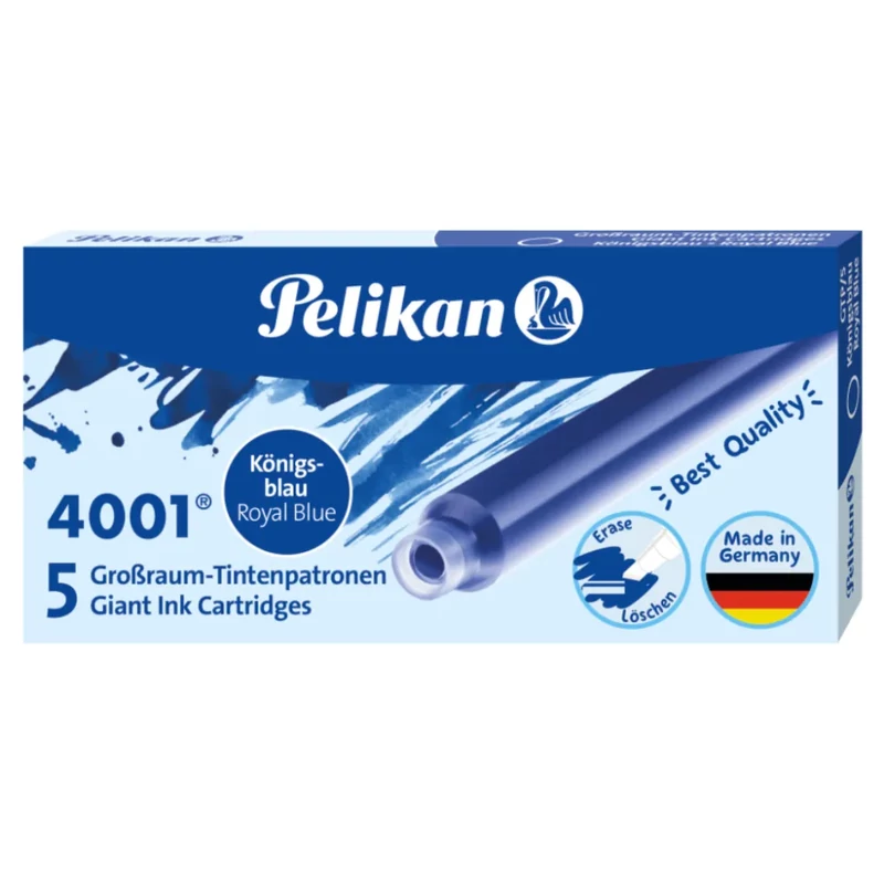 Tintapatron töltőtollakhoz királykék 5 db-os csomag nagyméretű 4001 Pelikán