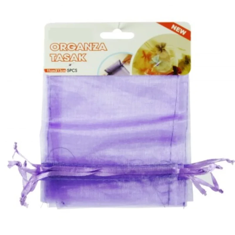 Organza tasak lila 11x13cm 5 db