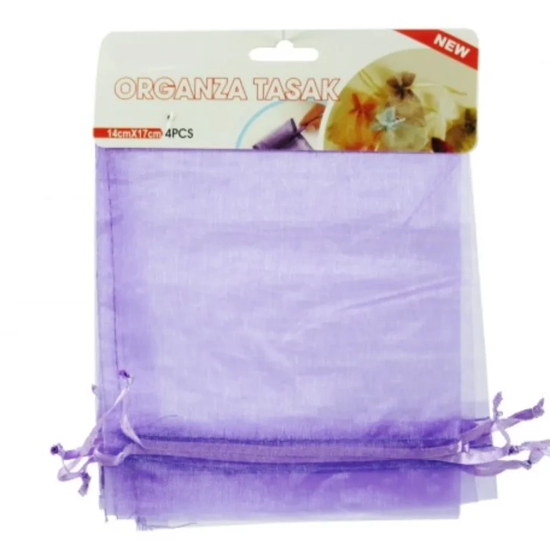 Organza tasak lila 14x17cm 4 db