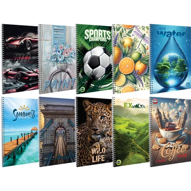 Spirálfüzet vonalas A/4 70 lapos T-Creativ vegyes mintákkal