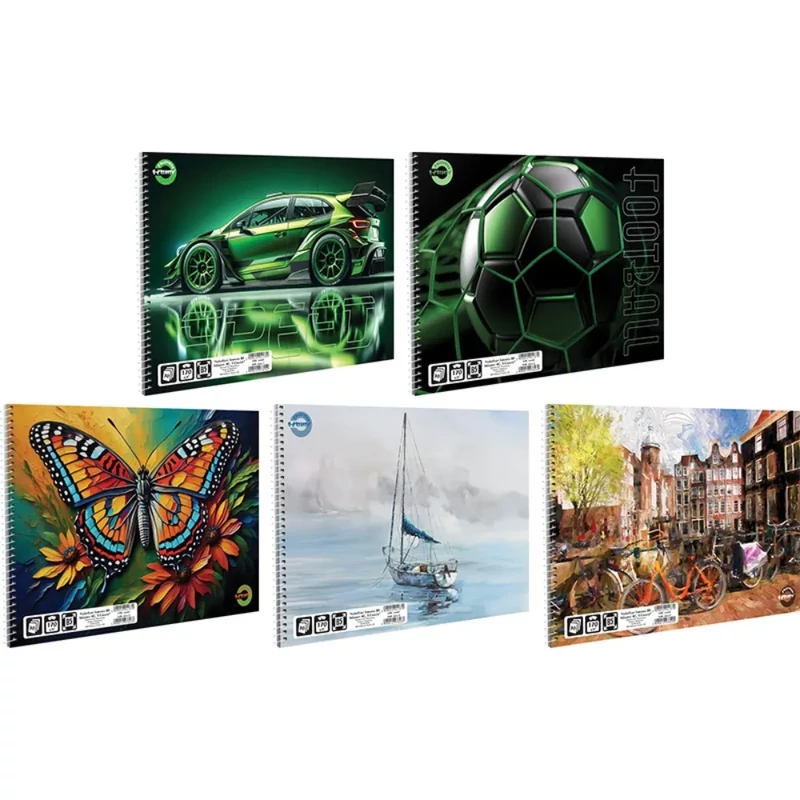 Vázlatfüzet T-Creativ B/5 fóliázott mintás 4 Color mintás fedelű 30 lapos 170g