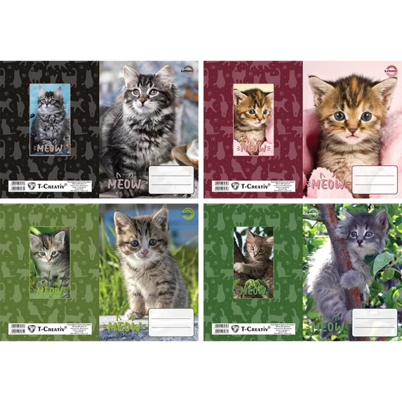 Füzetborító betétes T-Creativ Kitten cicás minták 4x5 db/csomag
