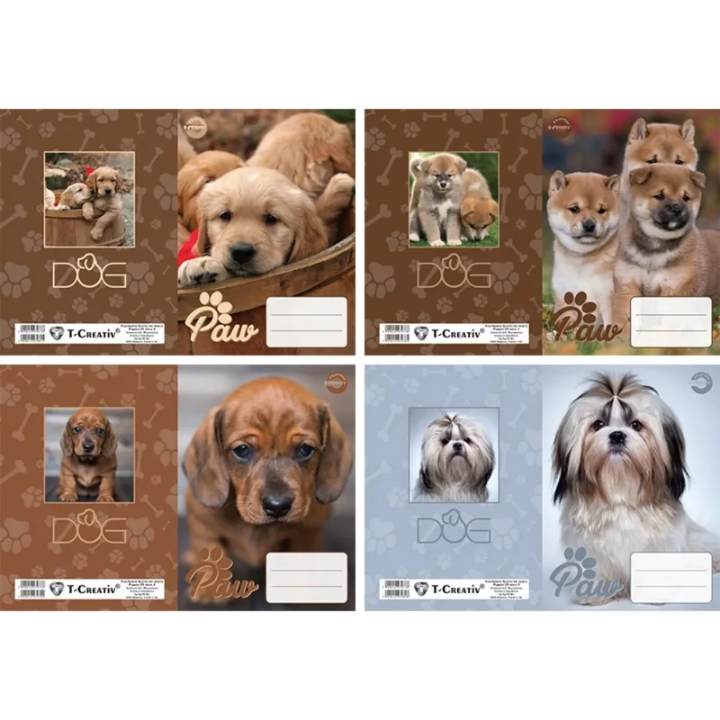 Füzetborító betétes T-Creativ Puppies kutyás minták 4x5 db/csomag