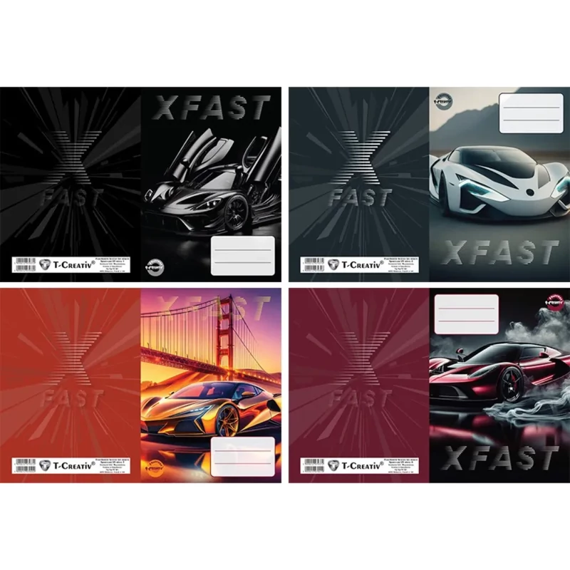 Füzetborító betétes T-Creativ Sportcars versenyautók 4x5 db/csomag