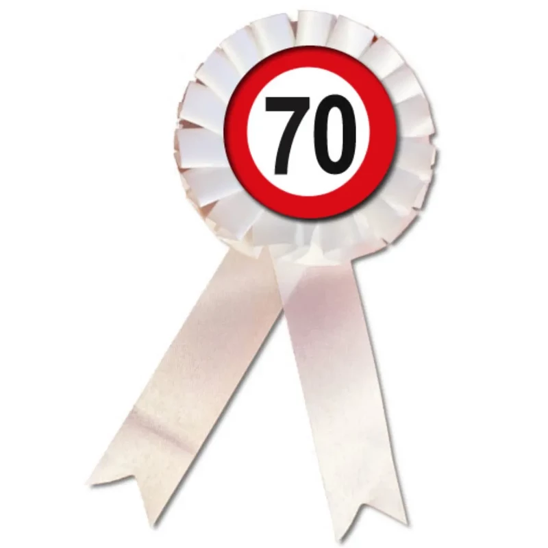 Kitűző születésnapra fehér színű behajtani tilos 70-es számmal