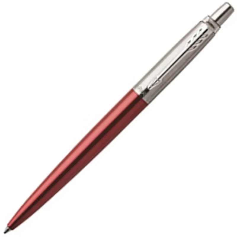 Golyóstoll 0,7 mm ezüst színű klip rozsdamentes piros acél tolltest kék írásszín Parker Royal Kensington 1953187