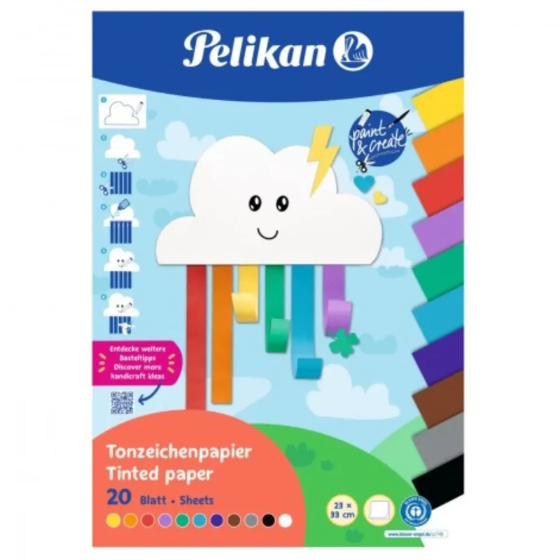 Barkácskarton 23x33 cm 20 ív intenzív színek Pelikán Rainbow