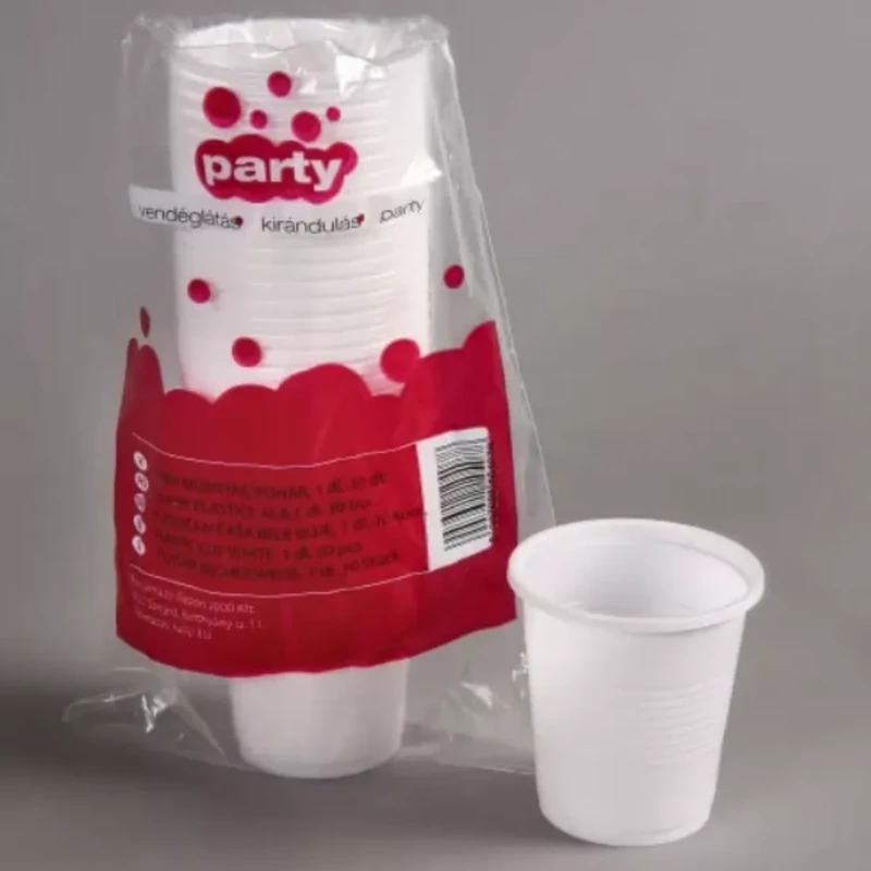 Party műanyag pohár 1 dl fehér PP 30 db/csomag