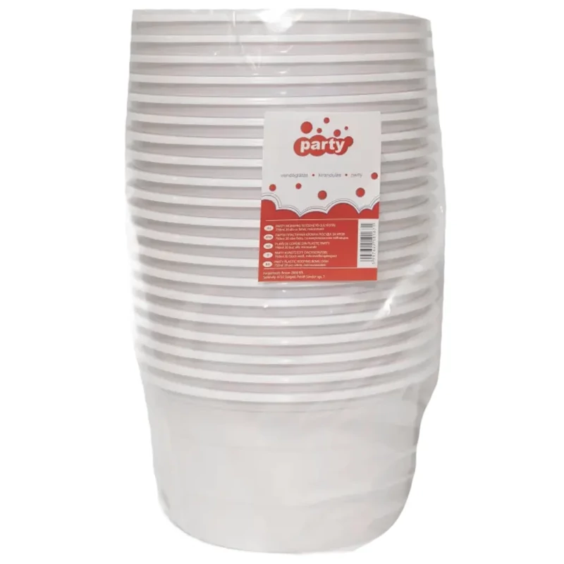 Party műanyag gulyástál 750 ml fehér tetőzhető 20 db/csomag