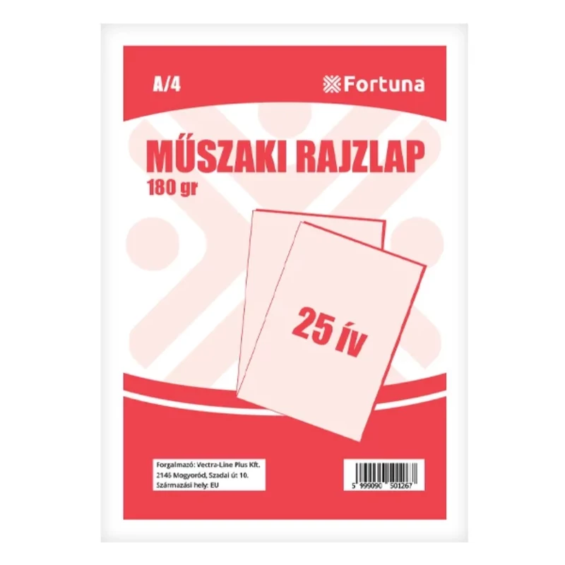 Műszaki rajzlap A/4 180g famentes 25 ív/csomag Fortuna