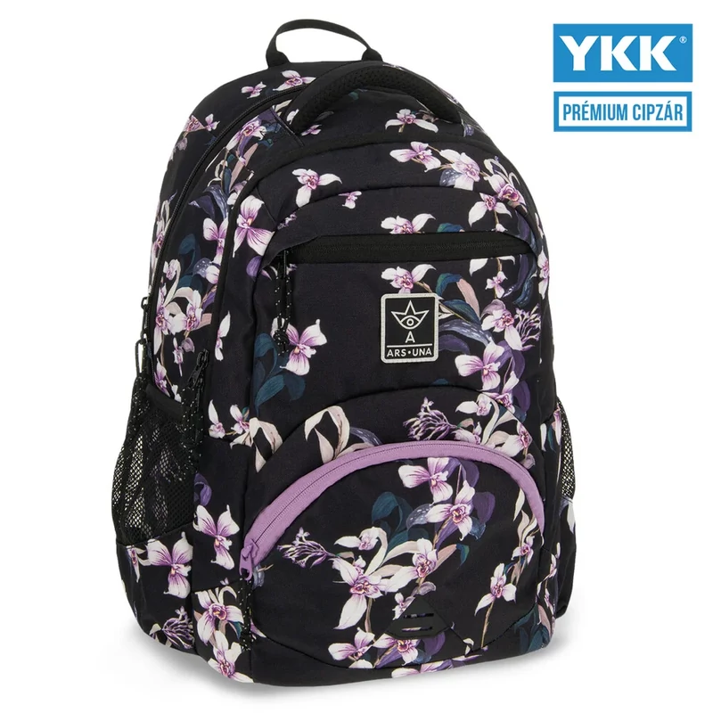 Ars Una ergonomikus hátizsák iskolatáska virágos 27L Botanic Orchid 3. osztálytól