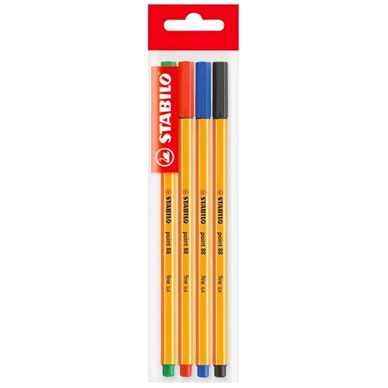 Tűfilc készlet 0,4 mm Stabilo Point 88 4 különböző szín