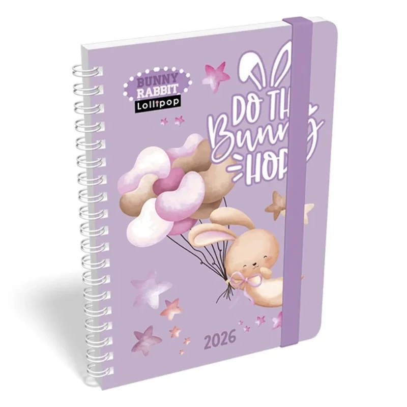 Határidőnapló Heti Tervező B6 spirál Lollipop Bunny Rabbit Lizzy Calendar 2026