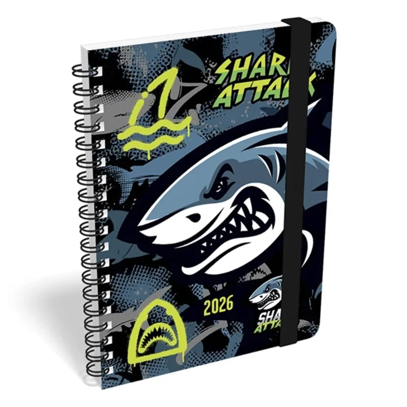 Határidőnapló Heti Tervező B6 spirál Shark Attack Lizzy Calendar 2026