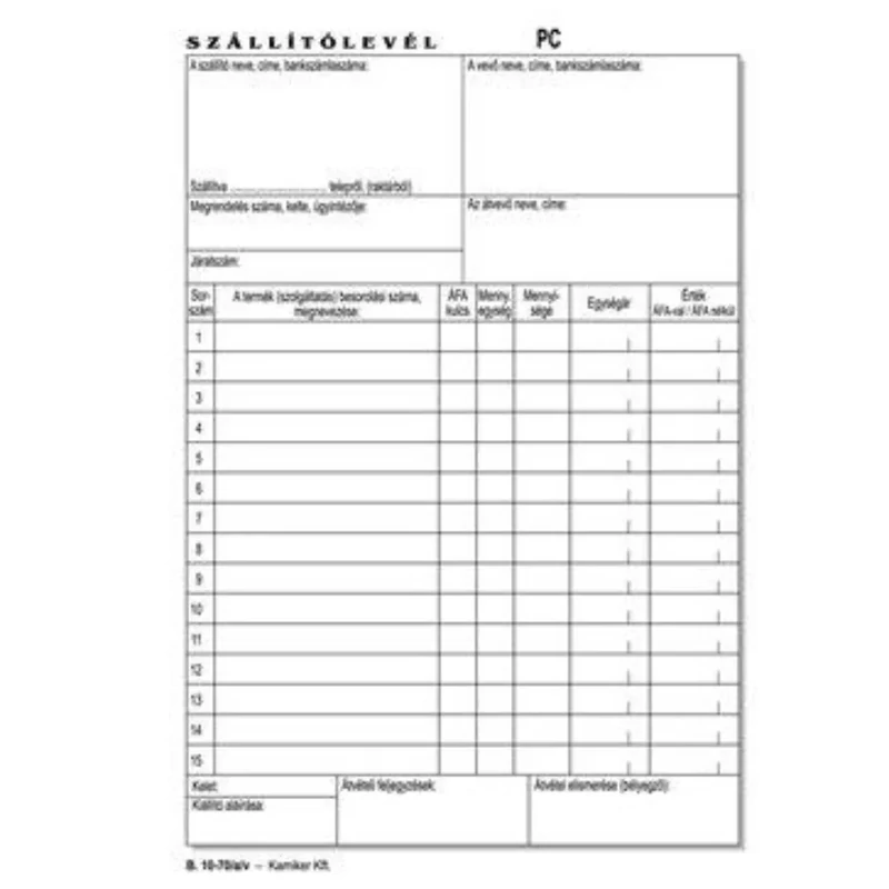Nyomtatvány, szállítólevél, 50x2, A5, VICTORIA B10-70