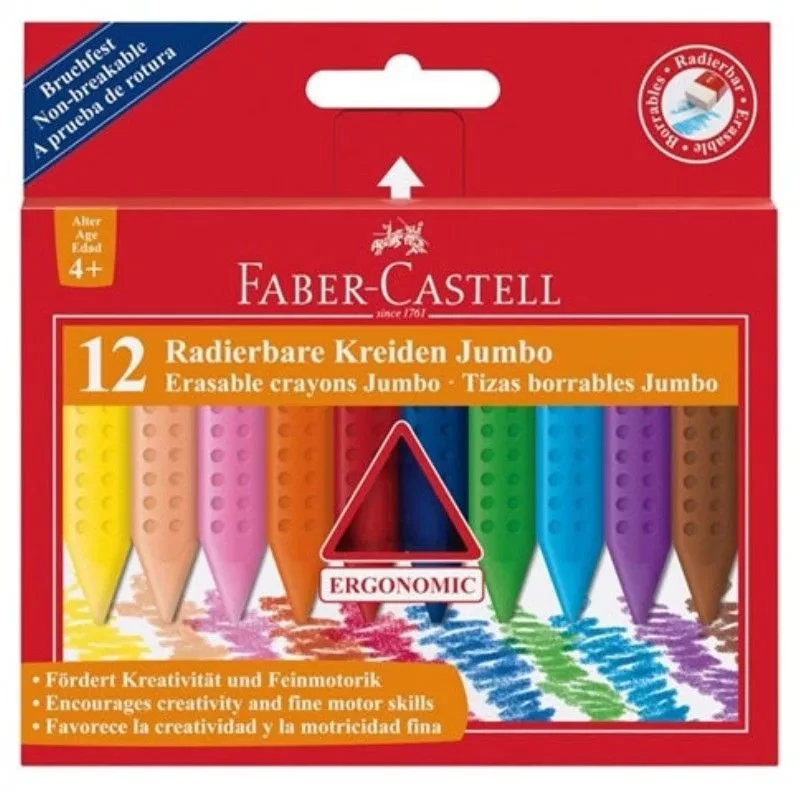 Zsírkréta radírózható Jumbo Grip 12 db Faber-Castell