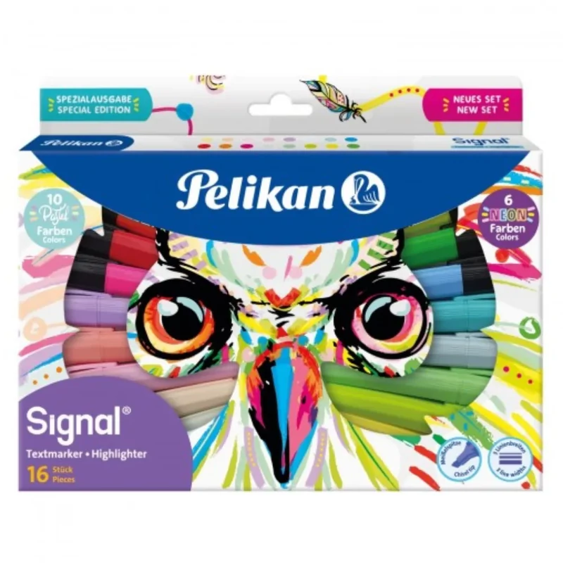 Szövegkiemelő készlet 16 szín Signal Owl Pelikan