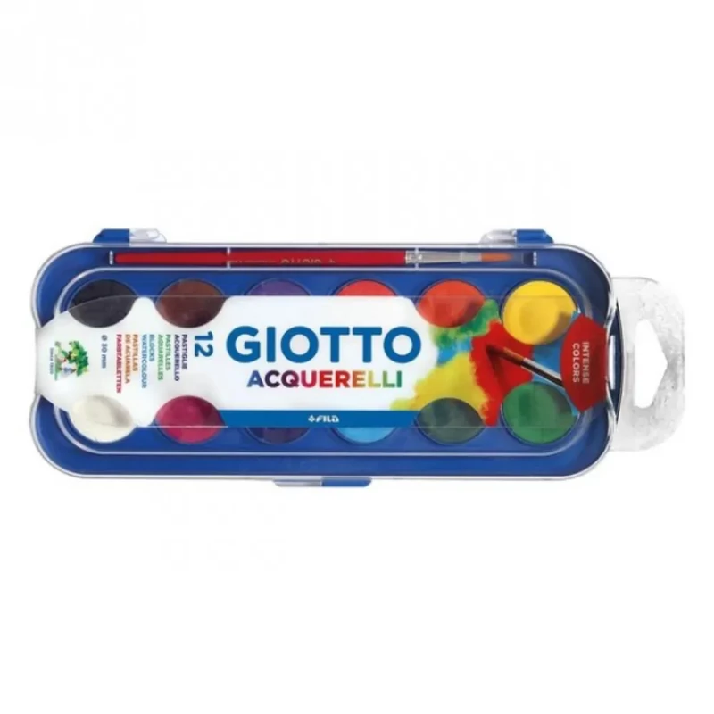 Vízfesték készlet akvarell 12 db 30 mm nagygombos Giotto Aquarelli