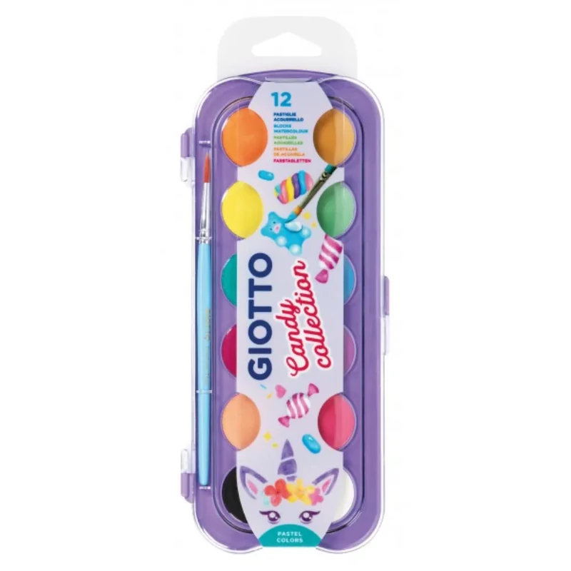 Vízfesték készlet 12 db pasztell színek 30 mm nagygombos Giotto Candy