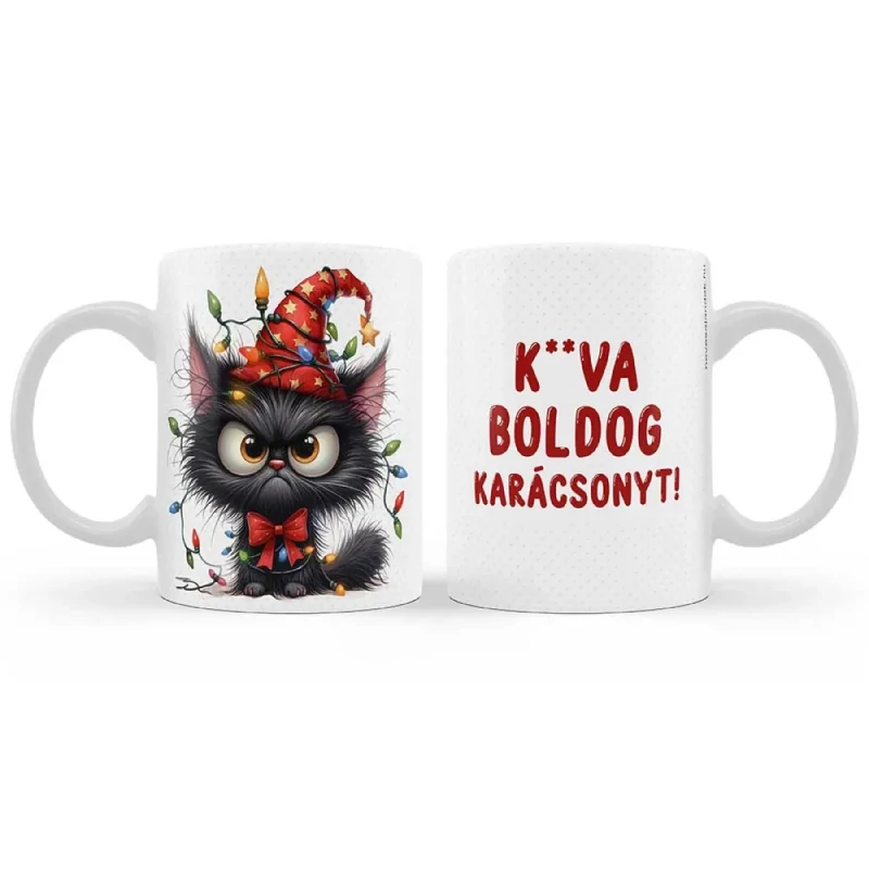 Karácsonyi Bögre 3 dl K**rva Boldog Karácsonyt cicás