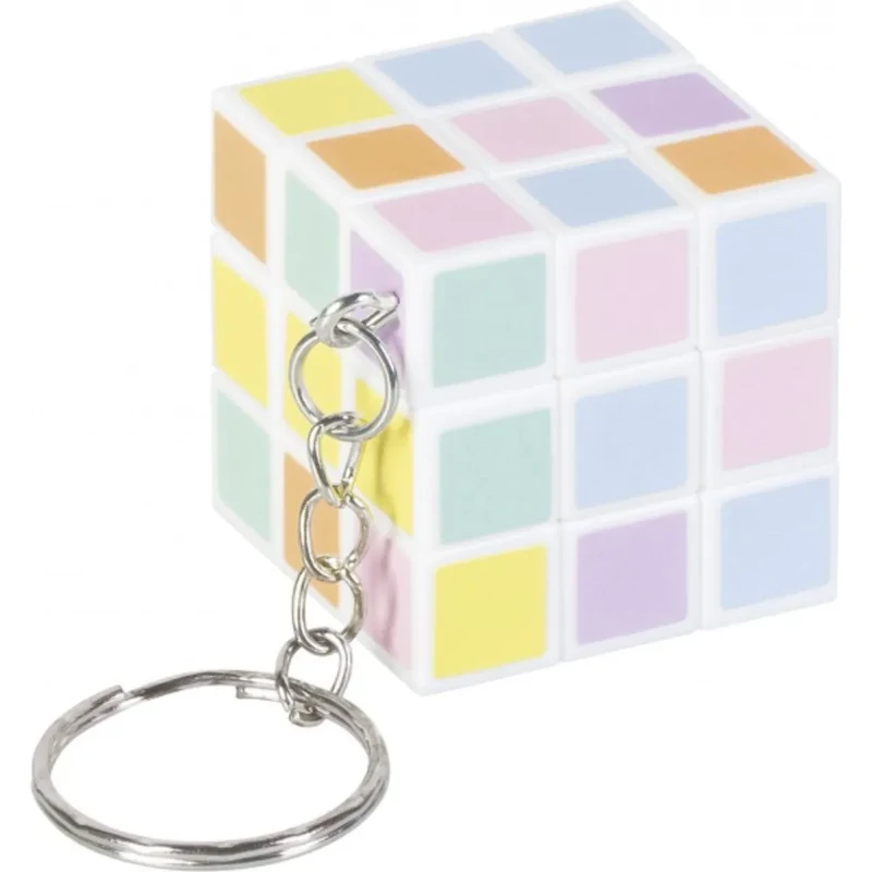 Kulcstartó mágikus Rubik kocka pasztell színű forgatható 3x3 cm Brunnen