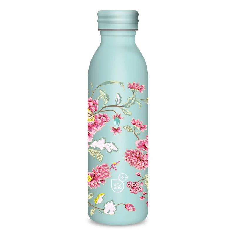 Ars Una virágos türkiz duplafalú fémkulacs 600ml Oriental-turquoise