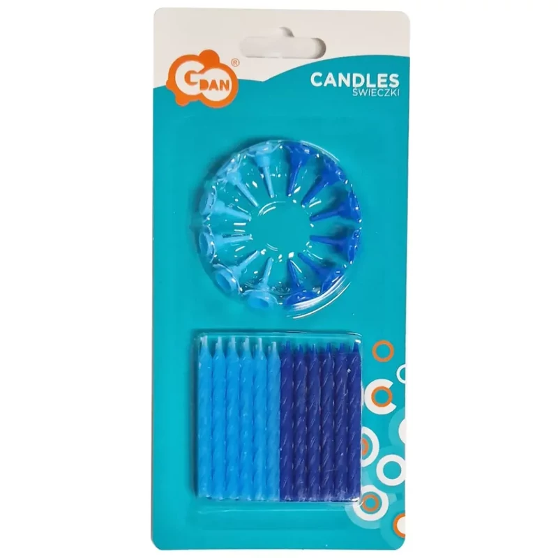 Tortagyertya csomag fiúknak 6 cm 24 db + 12 db tartó