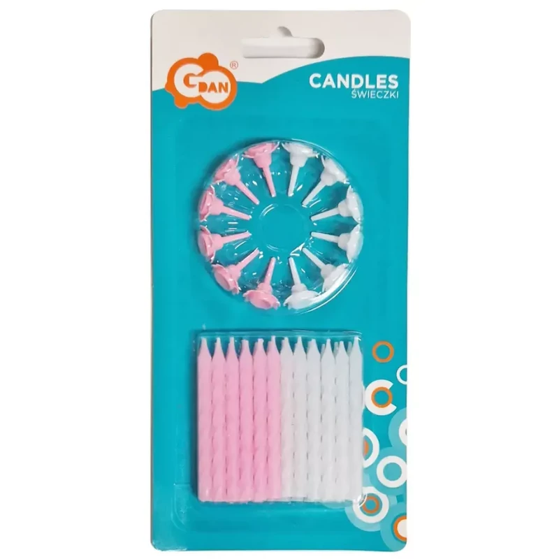 Tortagyertya csomag lányoknak 6 cm 24 db + 12 db tartó