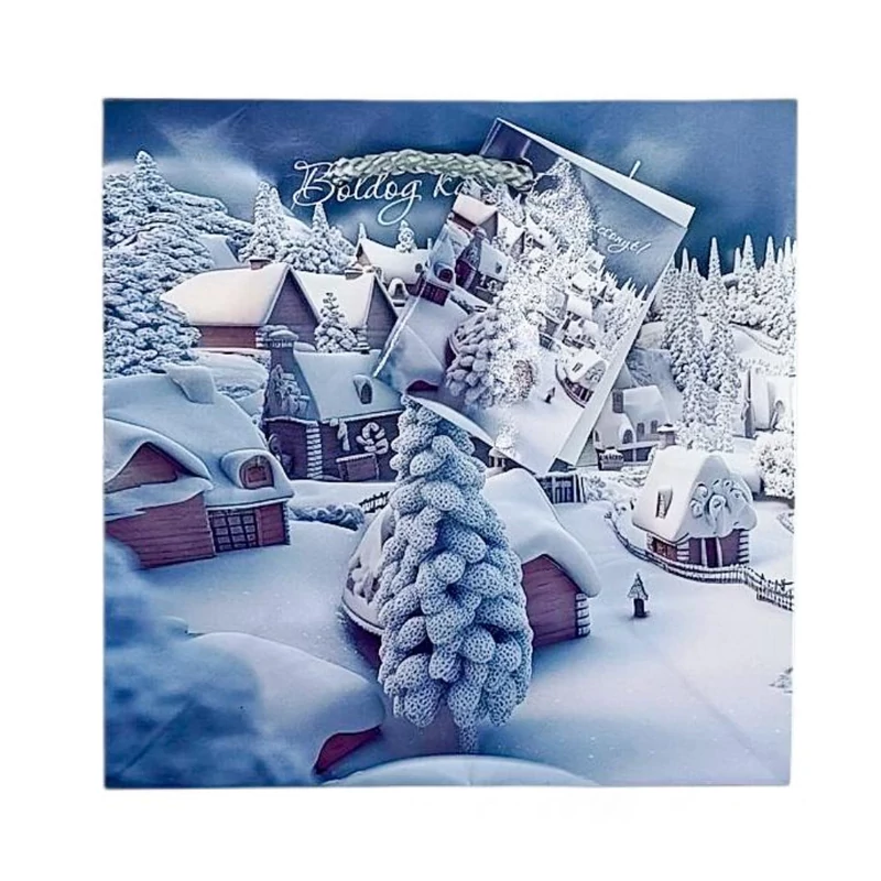 Dísztasak karácsonyi havas házak 16x16x7,5 cm BR121322