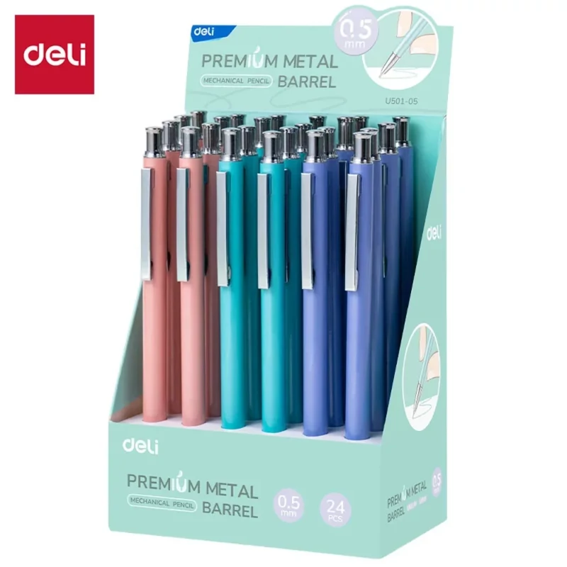 Nyomósirón töltőceruza fém testtel radírral 0,5 mm Deli