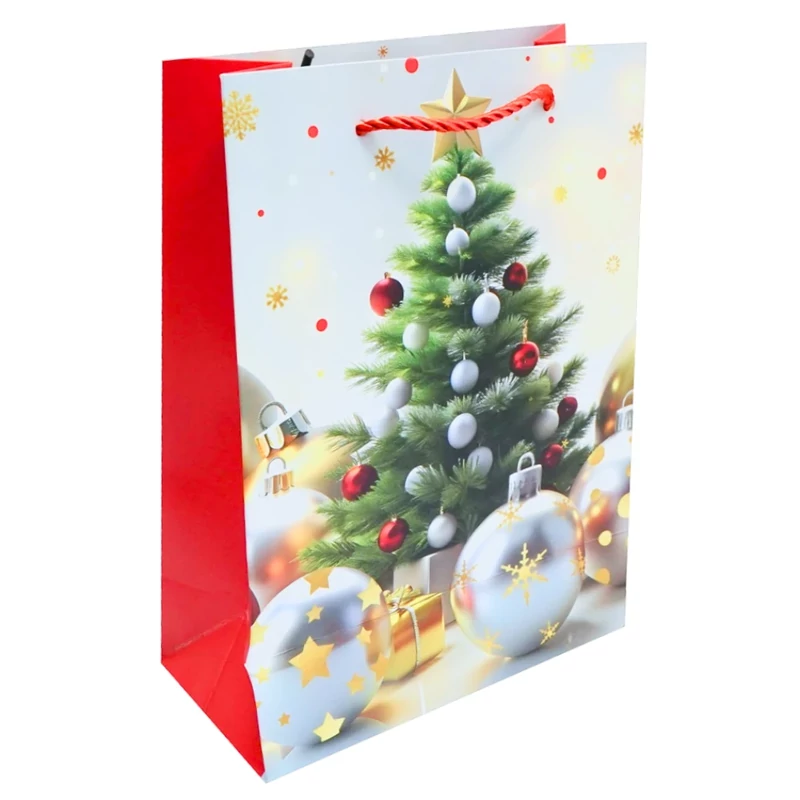 Dísztasak karácsonyfa mintával 24x18x8 cm DW119398