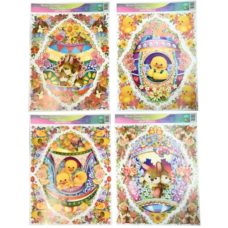 Húsvéti ablakfólia/ablakmatrica 4 mintában 30x42cm 1004