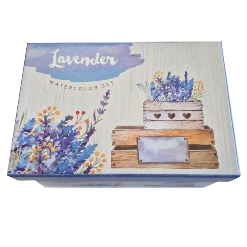 Papír díszdoboz levendula mintás 21x14x11 cm SYPC779948