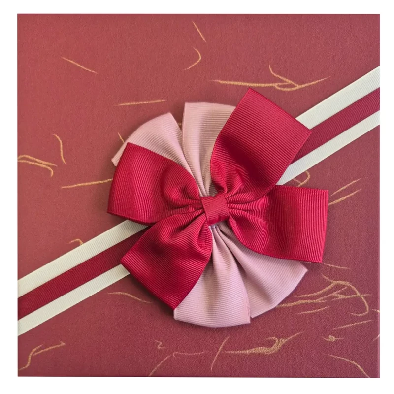 Papír díszdoboz szett piros masnis 19x19x9 cm SYPC795917